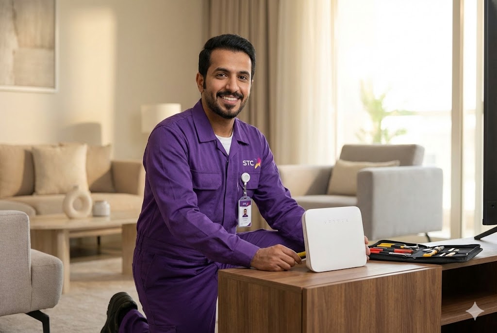 Technician installing fiber